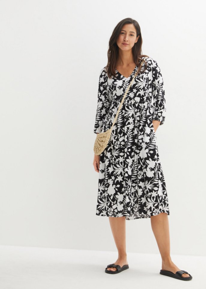 Midi-Kleid aus Viskose mit Taschen