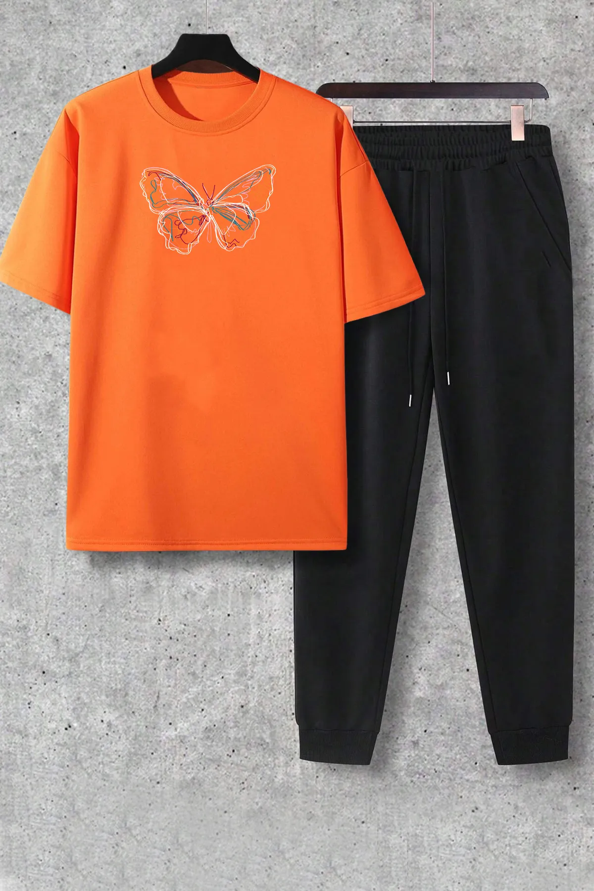 uyguntarz  2-teiliges Unisex-Trainingsanzugset mit Schmetterlingsmotiv