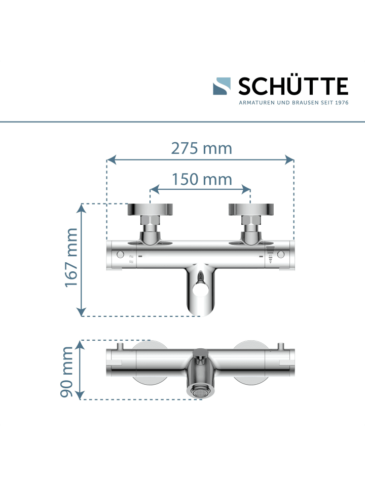 Schütte Wannenarmatur LONDON in Chrom mit Thermostat - (L) 16 x (B) 27 x (H) 7 cm günstig kaufen onesize