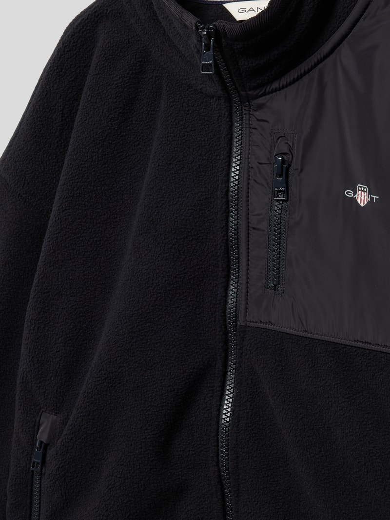 Fleecejacke mit Stehkragen Modell 'SHIELD' in schwarz