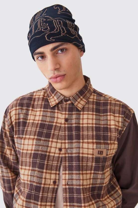 Beanie mit Gothic Bm Print