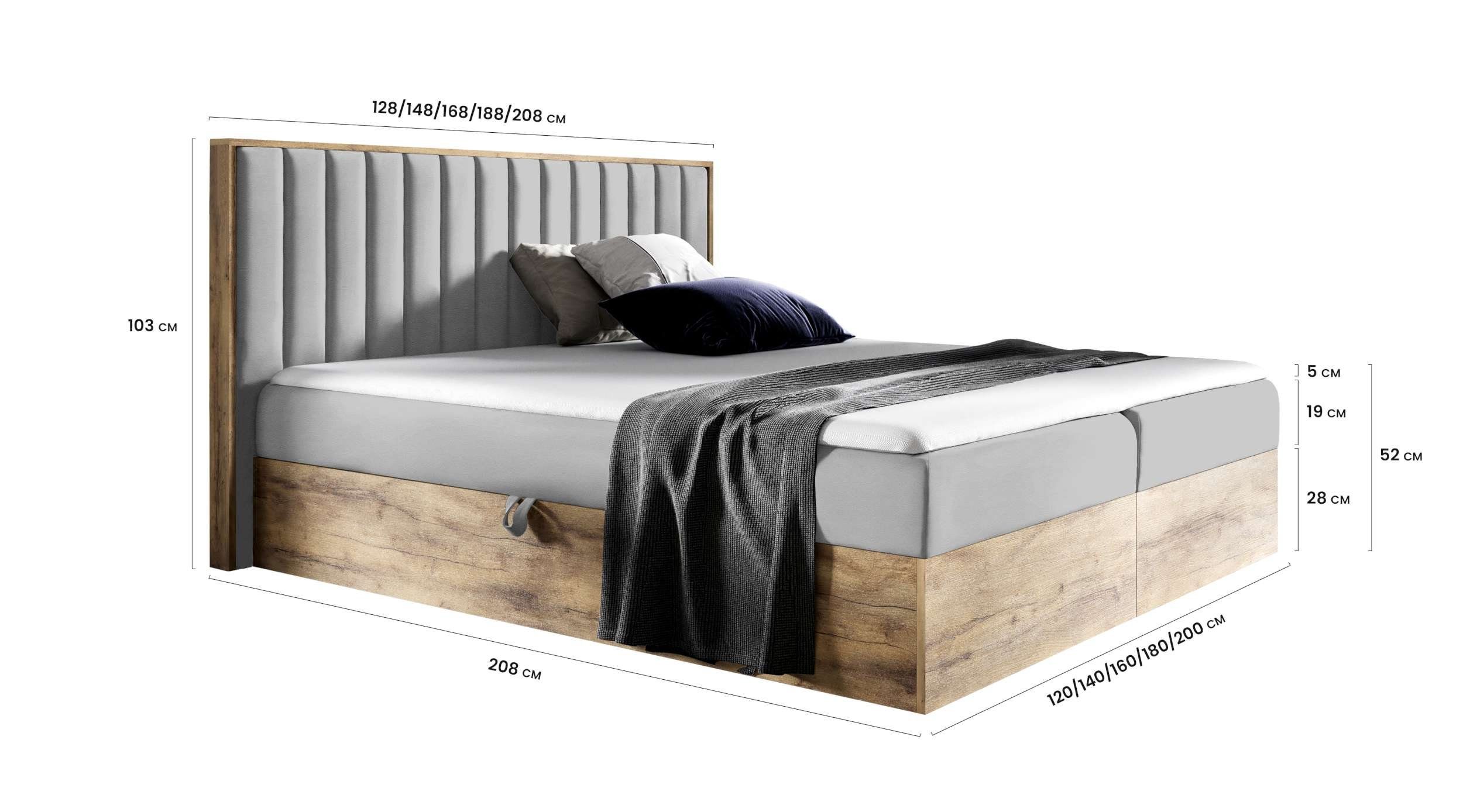 Stylefy Boxspringbett Arizona (Schlafzimmerbett, Bett), 120/140/160/180/200x200, Bonellfederkern Matratze, Topper, Bettkasten