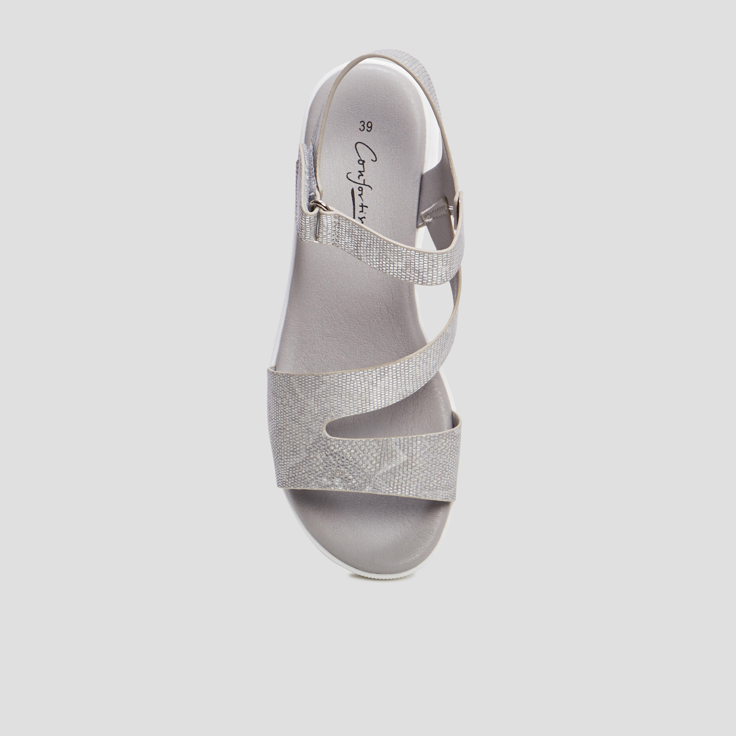 Sandales compensées Confortissimo gris argent femme | La Halle
