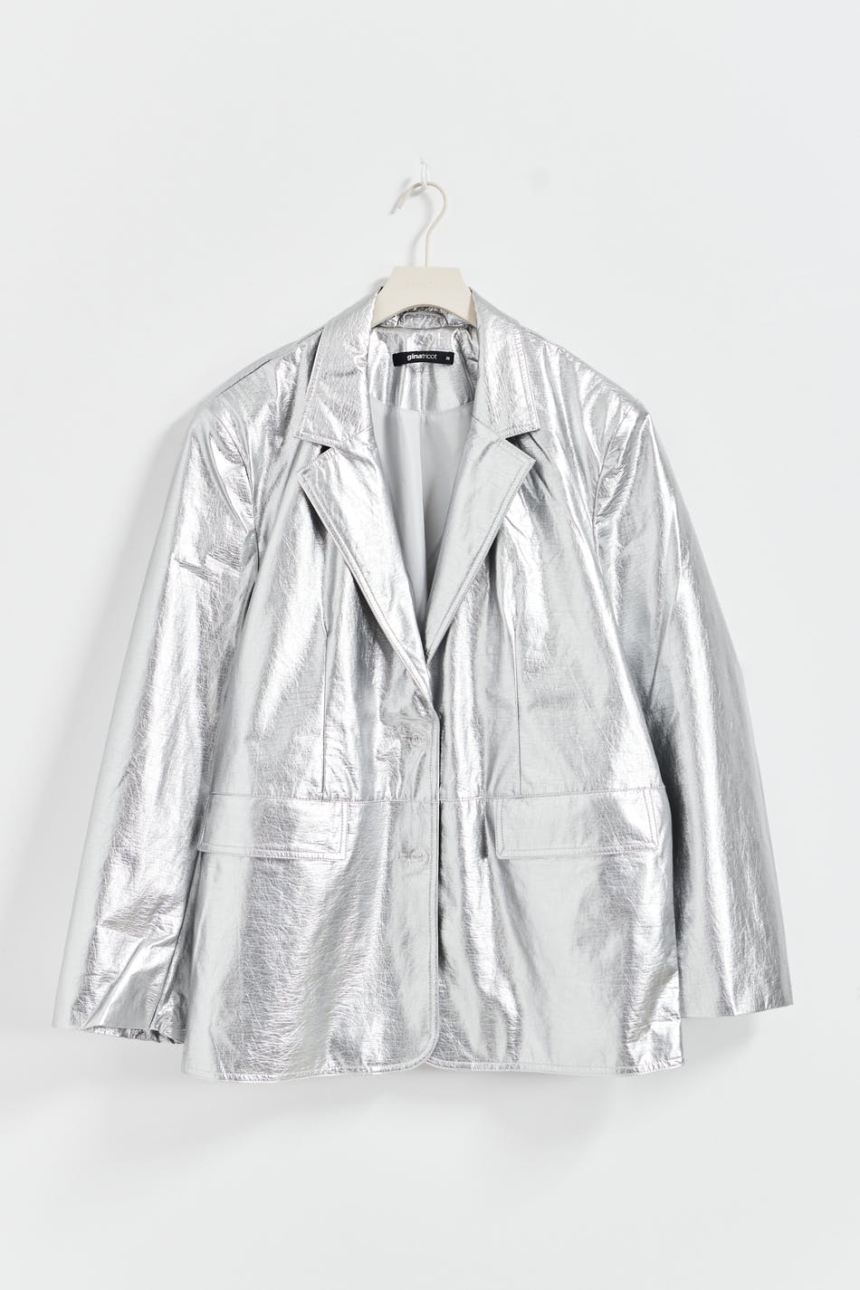 Oversize silver pu blazer