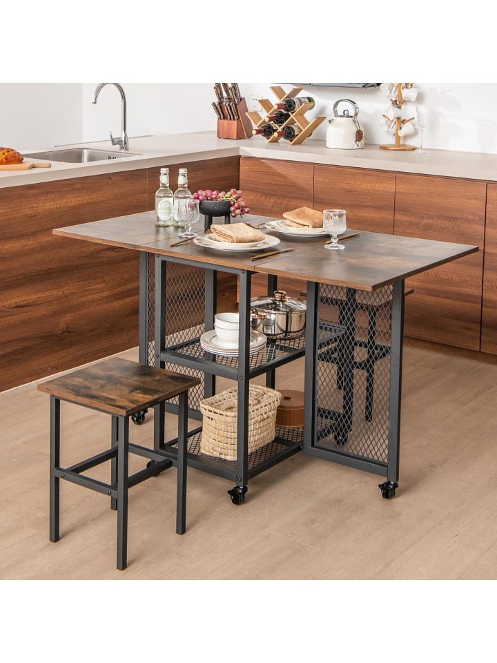 COSTWAY Esstisch 3 tlg. Set in Braun günstig kaufen onesize