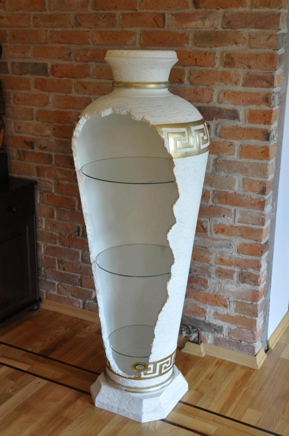 JVmoebel Skulptur xxl Medusa Antik Stil Vitrine Bar Boden Vase Schrank Vintrinen Säule