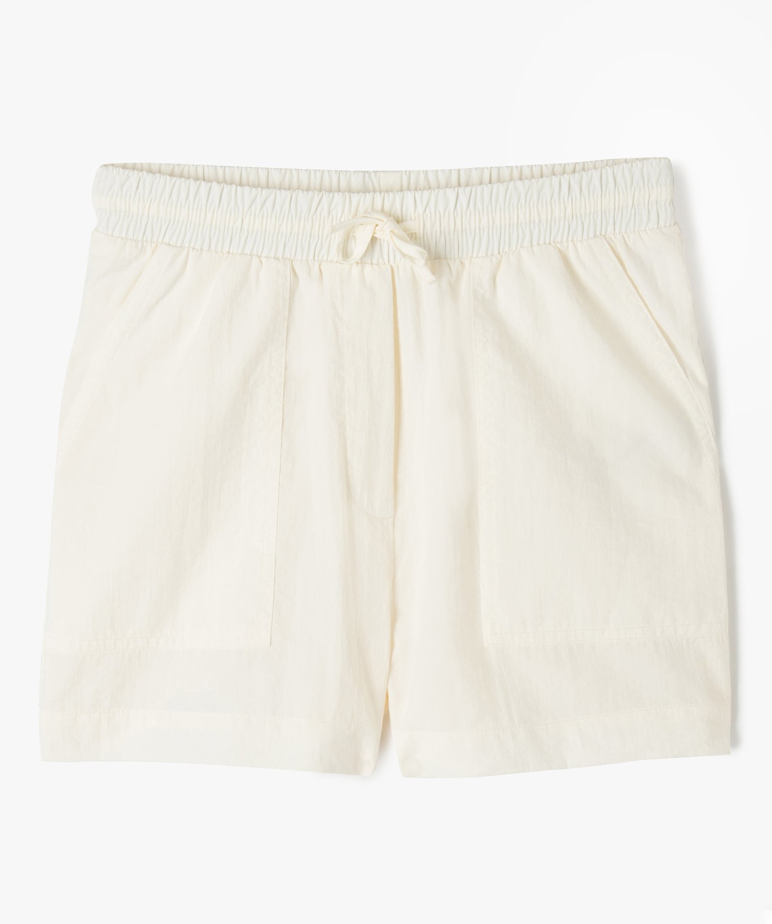 Short en toile de parachute avec taille élastique ajustable... ecru | GEMO