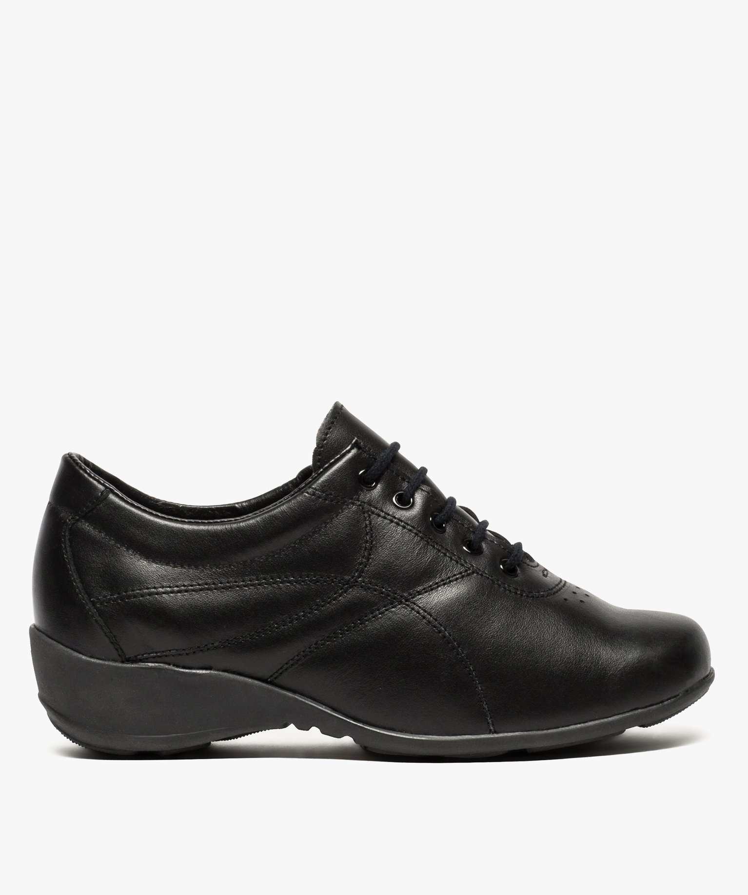 Derbies femme confort dessus cuir à talon compensé - Bopy noir | GEMO