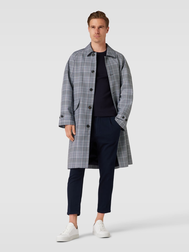 Mantel mit Glencheck-Muster Modell 'CARCOAT' in marineblau
