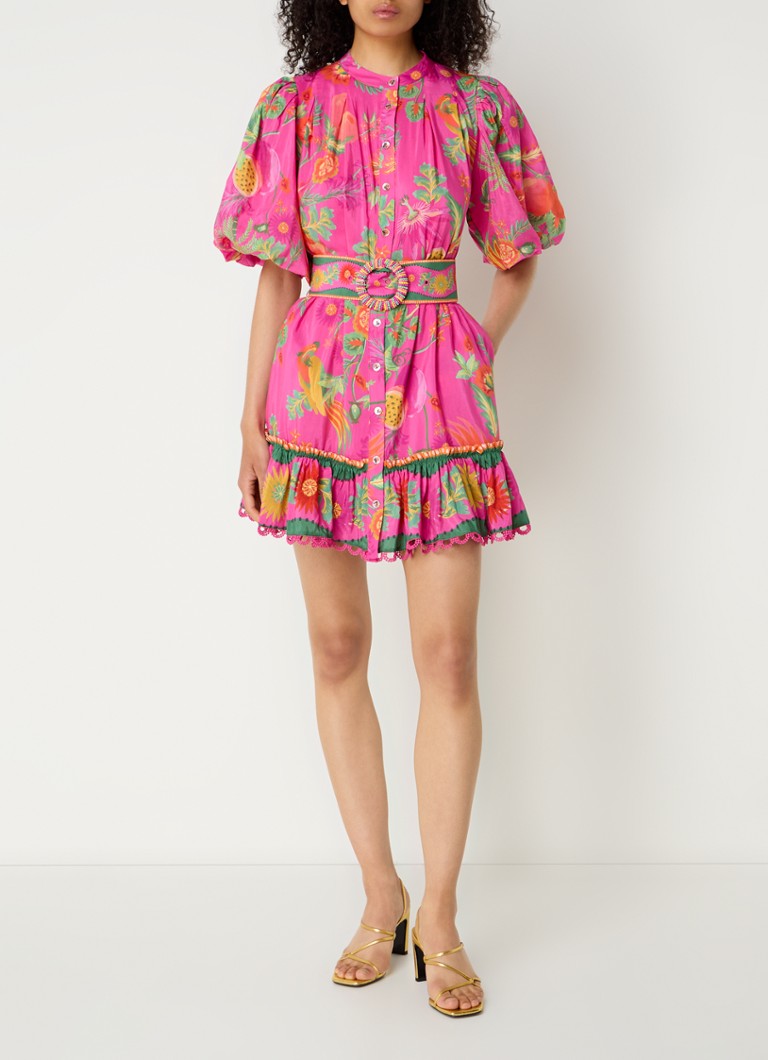Abito a camicia corto con stampa floreale Farm Rio Delicate Fruit Garden