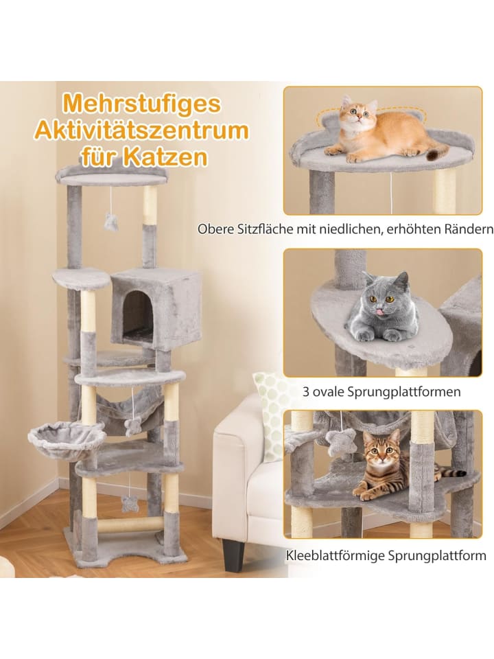 COSTWAY 176cm Kratzbaum Holz in Grau günstig kaufen onesize