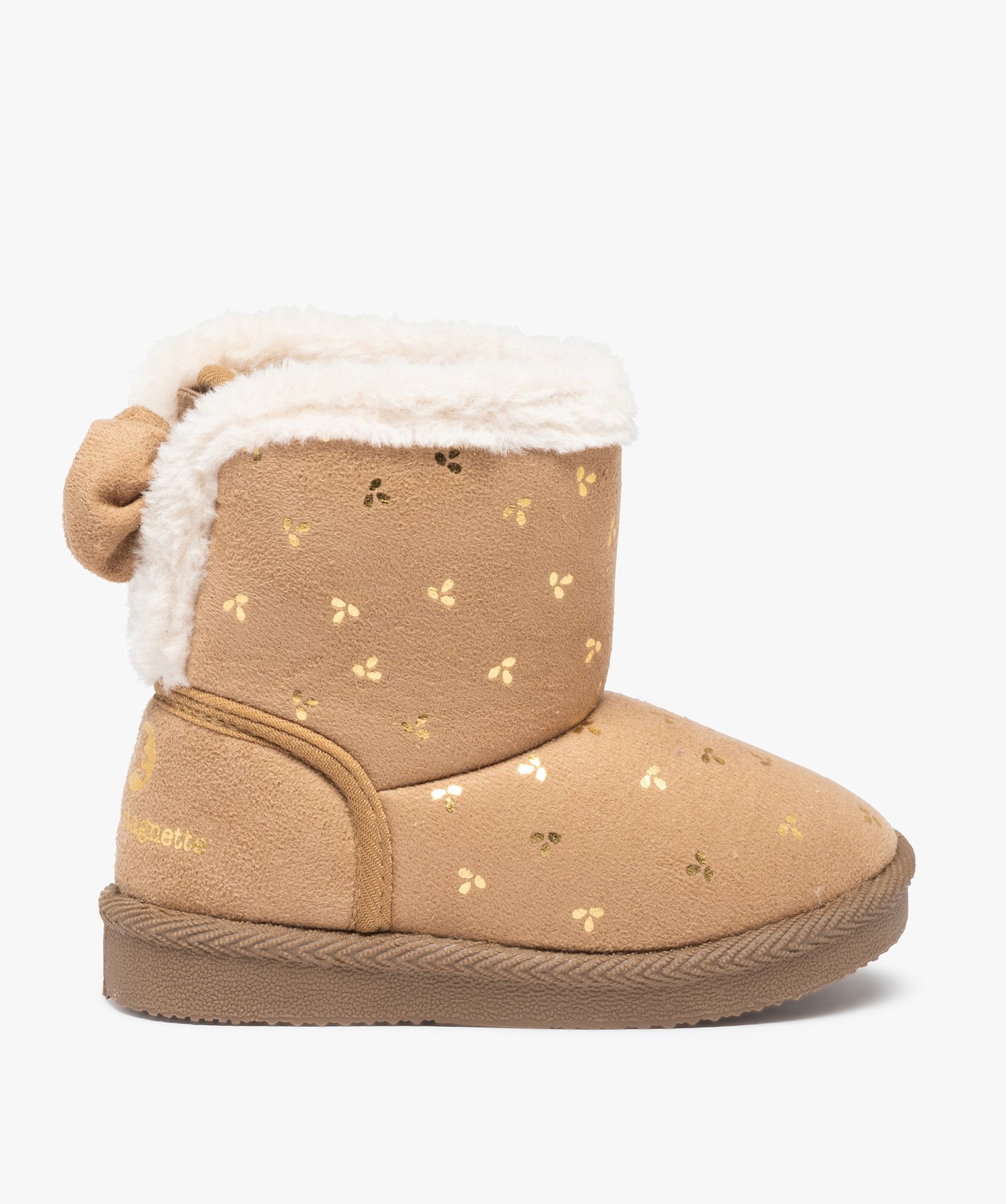 Boots fourrées fille en suédine motif métallisé - LuluCa... beige | GEMO