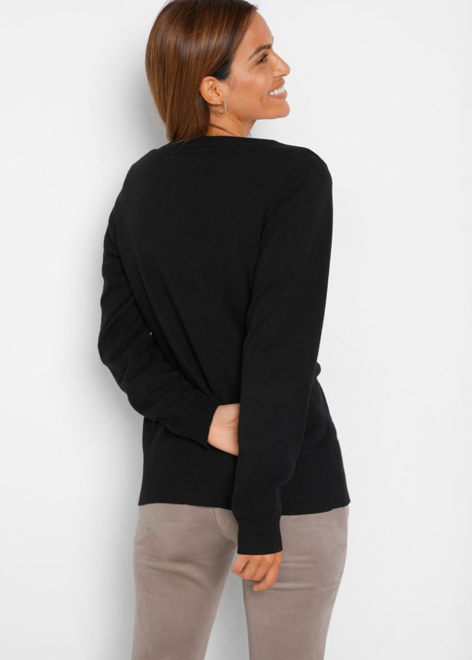 Basic Feinstrickjacke mit recycelter Baumwolle