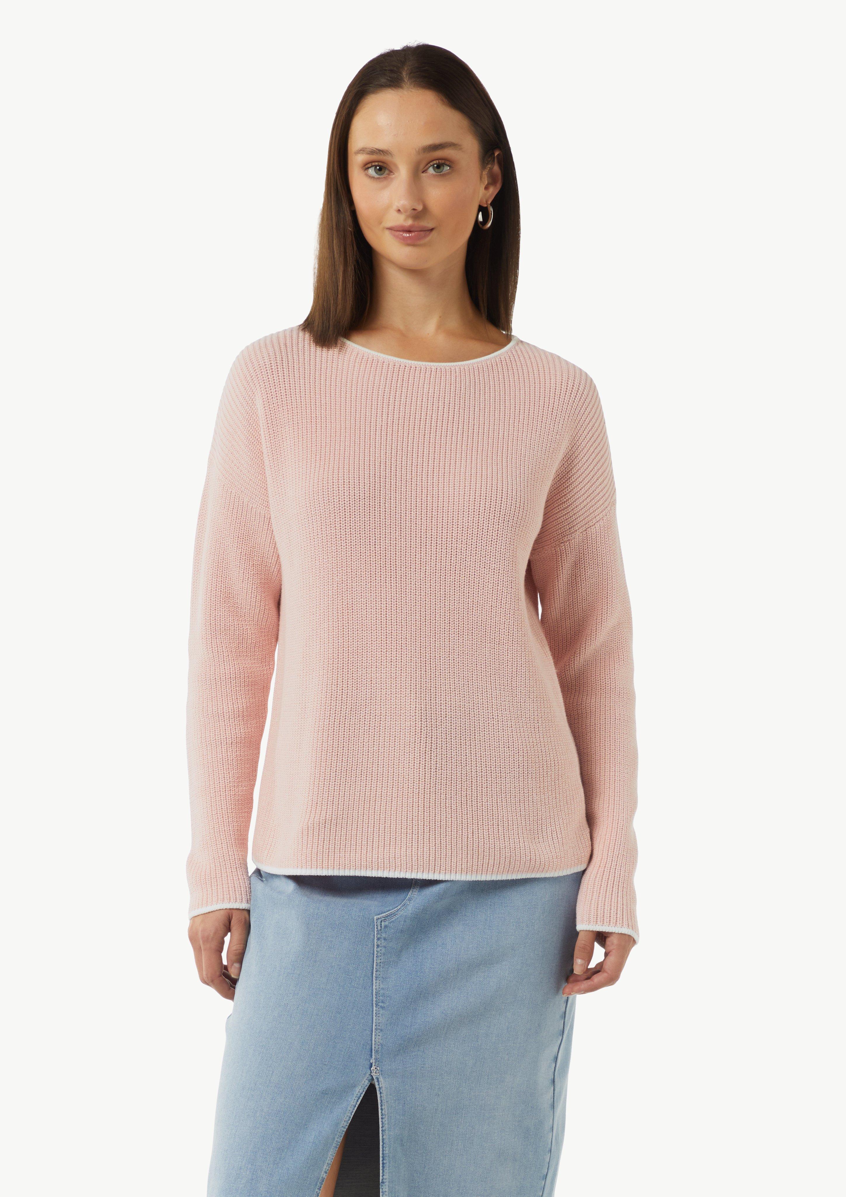 Strickpullover aus Baumwolle mit überschnittenen Schultern - pfirsich