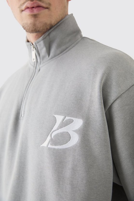 Tall Oversized Boxy B 1/4 Zip Stacked Tracksuit