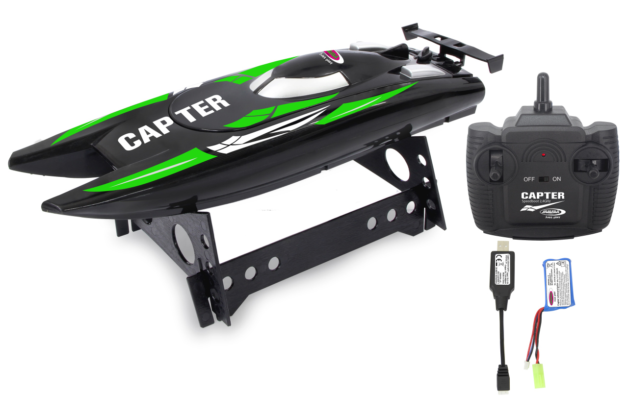 Jamara e.K. Capter Speedboot schwarz/grün LiPo 7,4V 2,4GHz