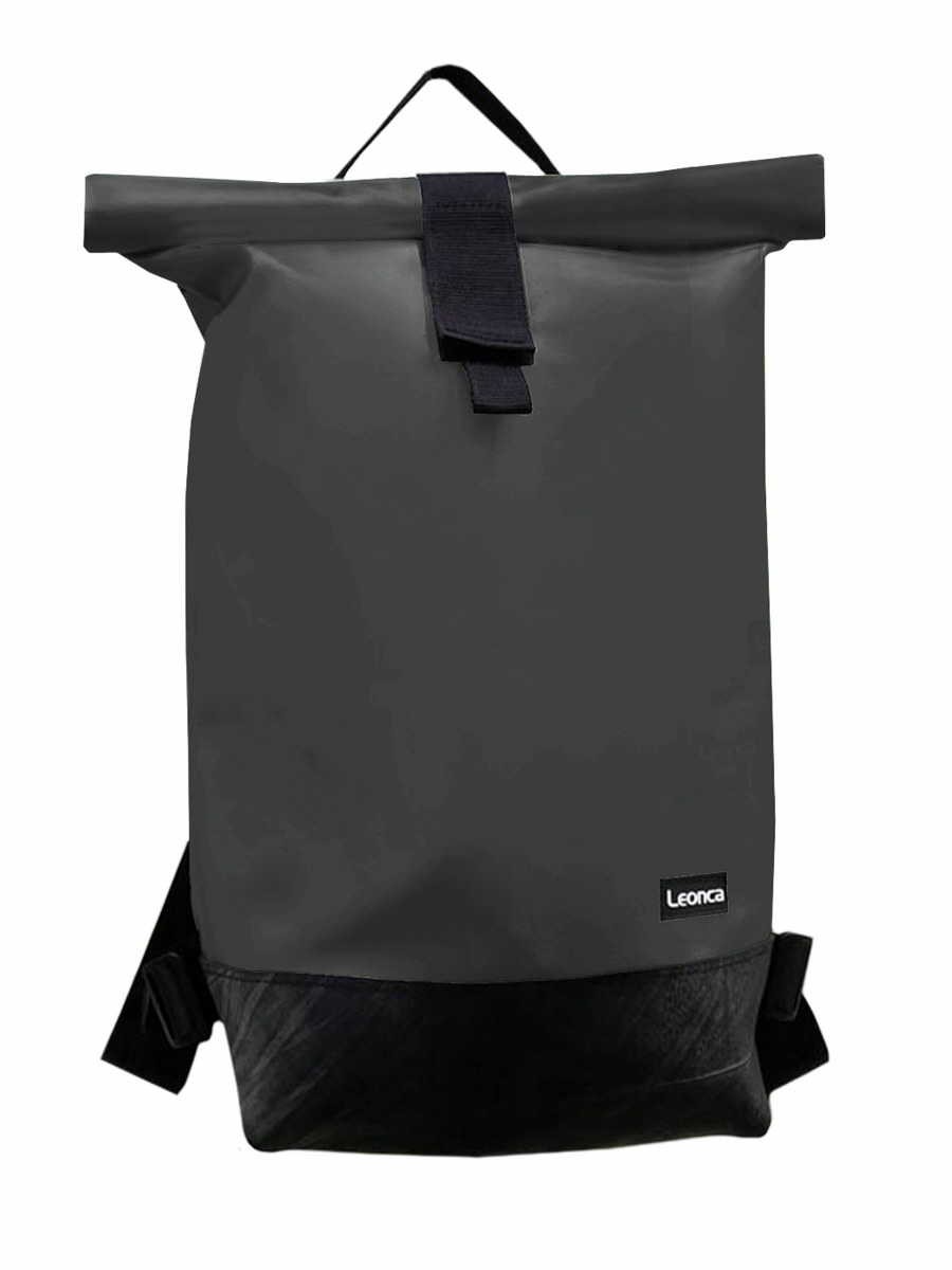 LEONCA Handtaschen grau Rollrucksack LKW-Plane Anthrazit M