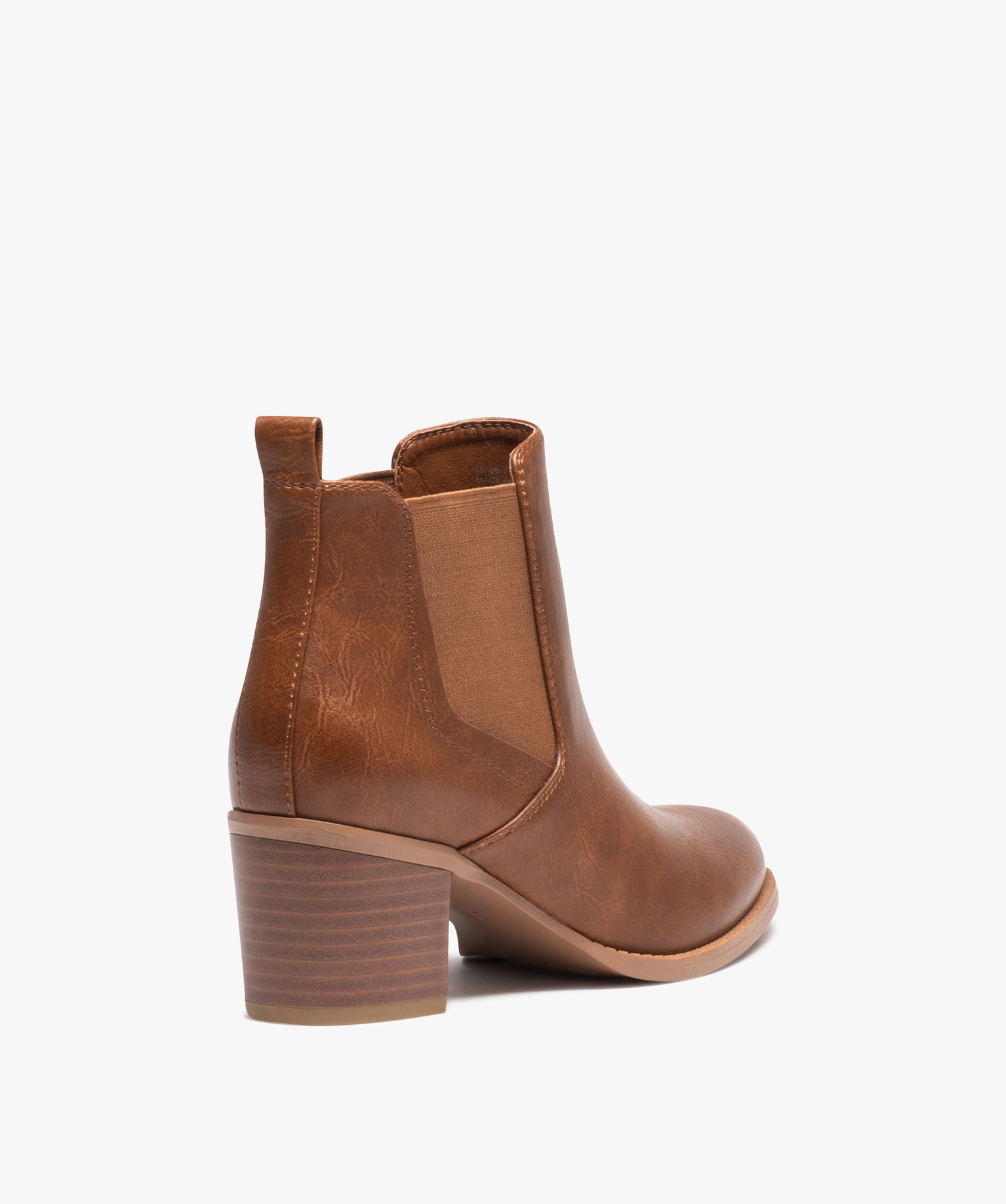 Boots femme unies à talon moyen style Chelsea camel | GEMO
