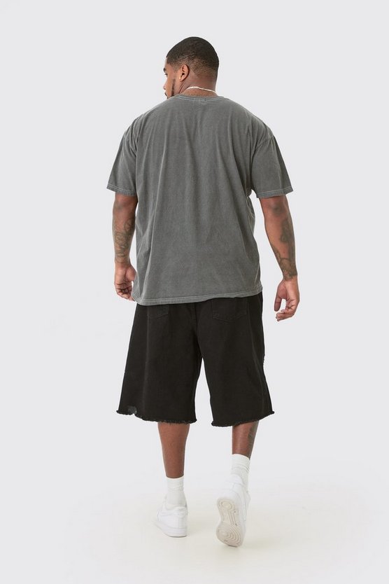 Plus graues T-Shirt mit Man-Print