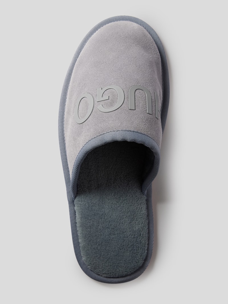 Slipper mit Label-Print in hellgrau