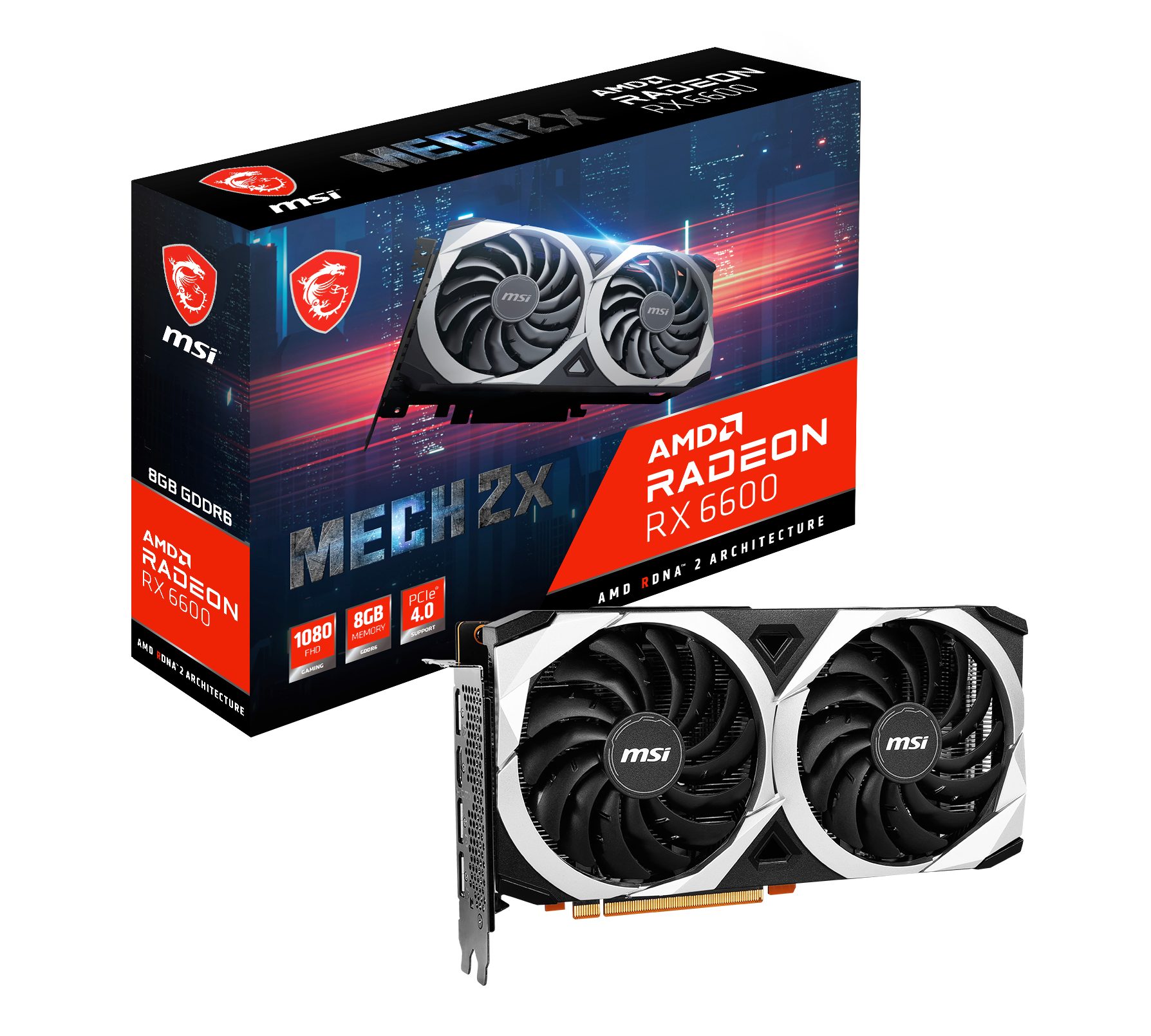 MSI Radeon RX 6600 MECH 2X 8G Grafikkarte (8 GB, GDDR6)