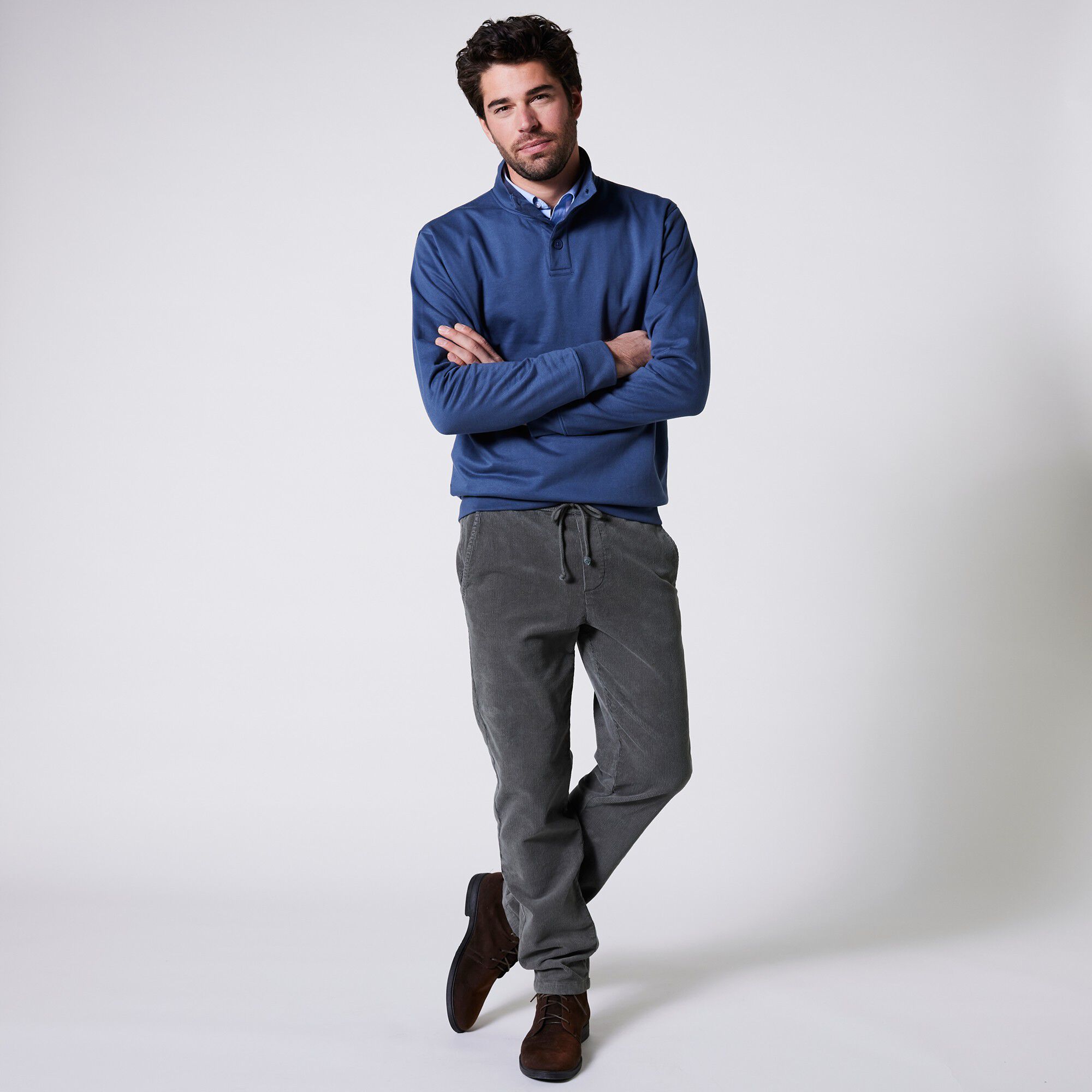 Sweat col montant boutonné en molleton