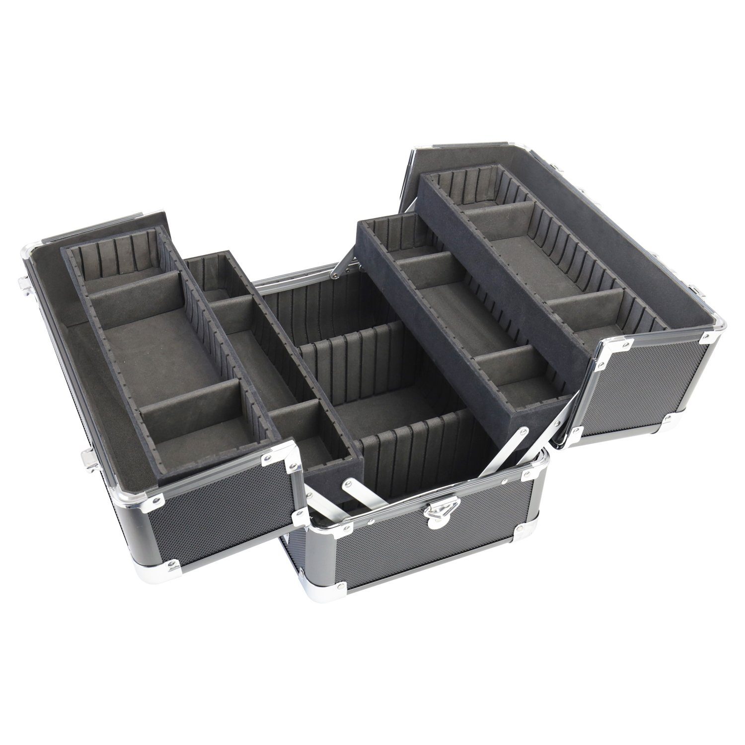 HMF Kosmetikkoffer multifunktionaler Utensilien Koffer, robuster Schminkkoffer mit verstellbaren Trennwände, 33 x 22,5 x 24 cm