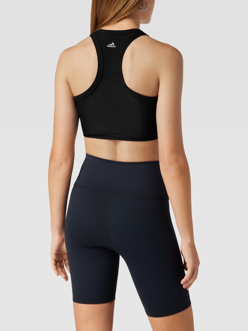 Crop Top in Ripp-Optik in schwarz