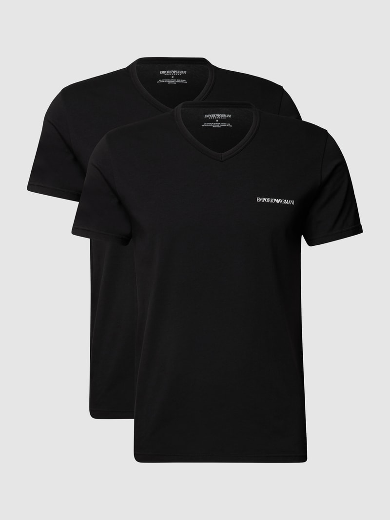 T-Shirt mit Label-Print im 2er-Pack in schwarz