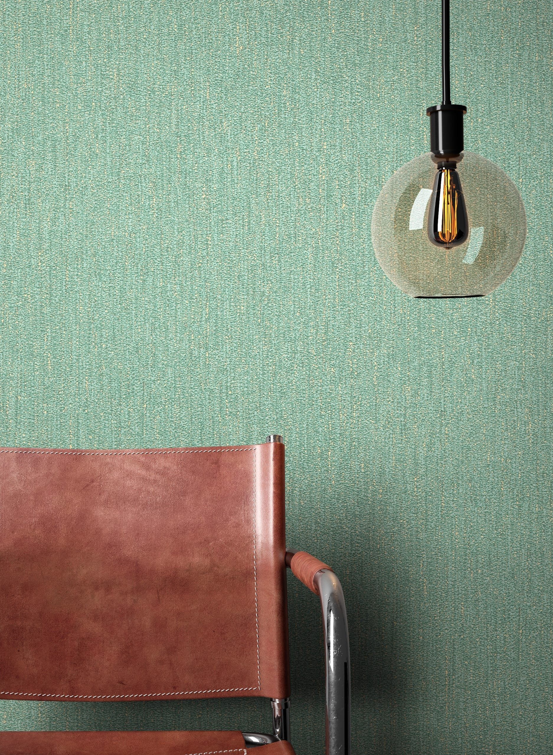 Newroom Vliestapete, Grün Tapete Modern Unifarbe - Universal Einfarbig Rosegold Uni Glamour Struktur Glanz für Wohnzimmer Schlafzimmer Küche