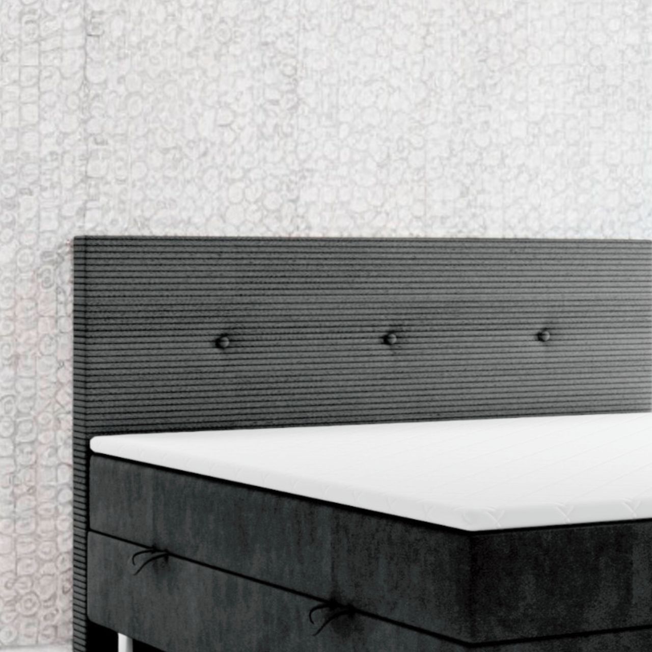 Möbel Punkt Boxspringbett RIO mit Bettkasten 180 x 200 cm Webstoff Schwarz Bett Bettkasten Topper