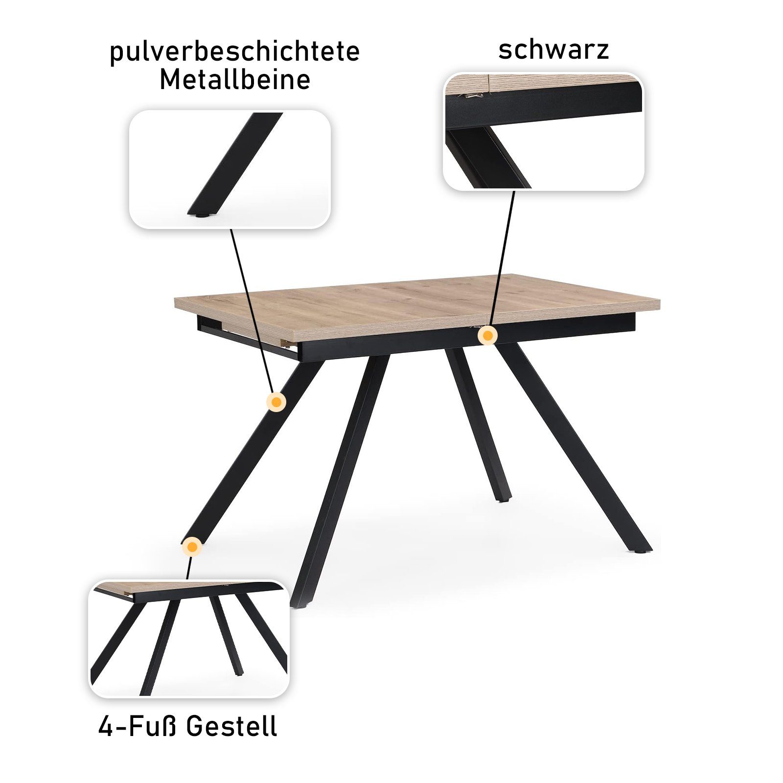 B&D home Esstisch Esstisch EDDA, ausziehbar, 120-160cm