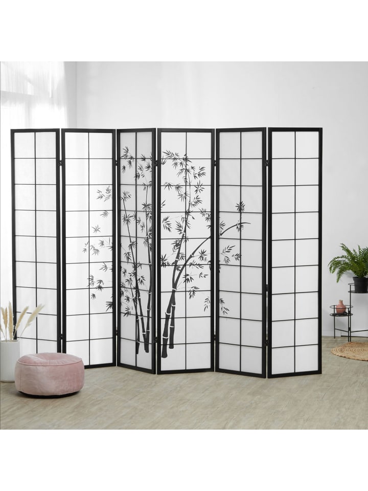 Homestyle4u 6-tlg. Paravent in Schwarz 264x179 günstig kaufen onesize