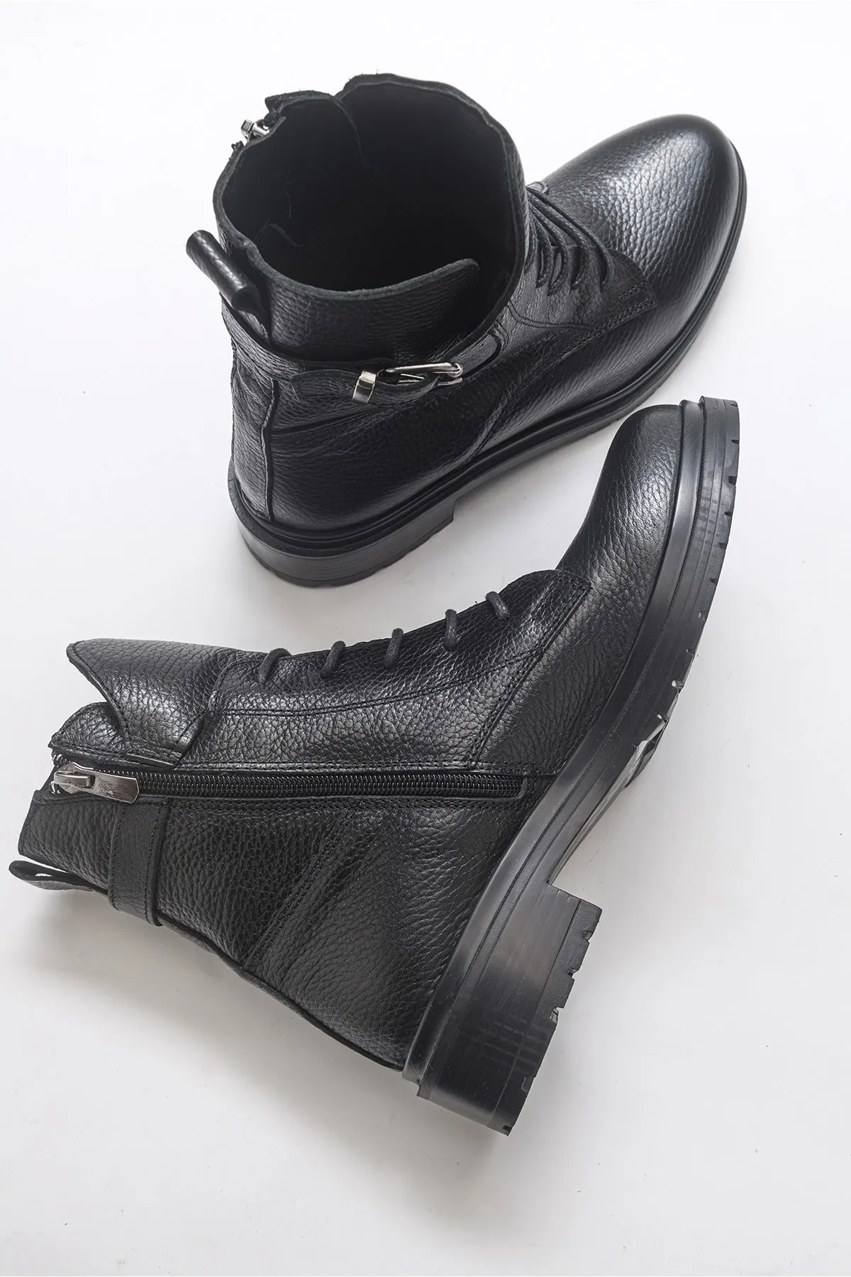 LuviShoes  Soile Black Floater Damenstiefel aus echtem Leder