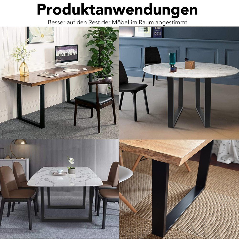 Melko Tischbein Tischbeine Tischgestell Tischkufen Möbelfuß 2er-Set Hairpin Leg Tischfüße aus Stahl in Schwarz Haarnadelbeine Esstisch Stützfuß Ständer Tischuntergestell HiFi Doppelt Lautsprecher Couchtisch Bankkufen Design Rechteck Industriedesign,