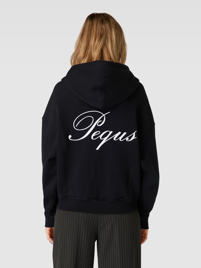 Cropped Sweatjacke mit rückseitigem Label-Stitching in black