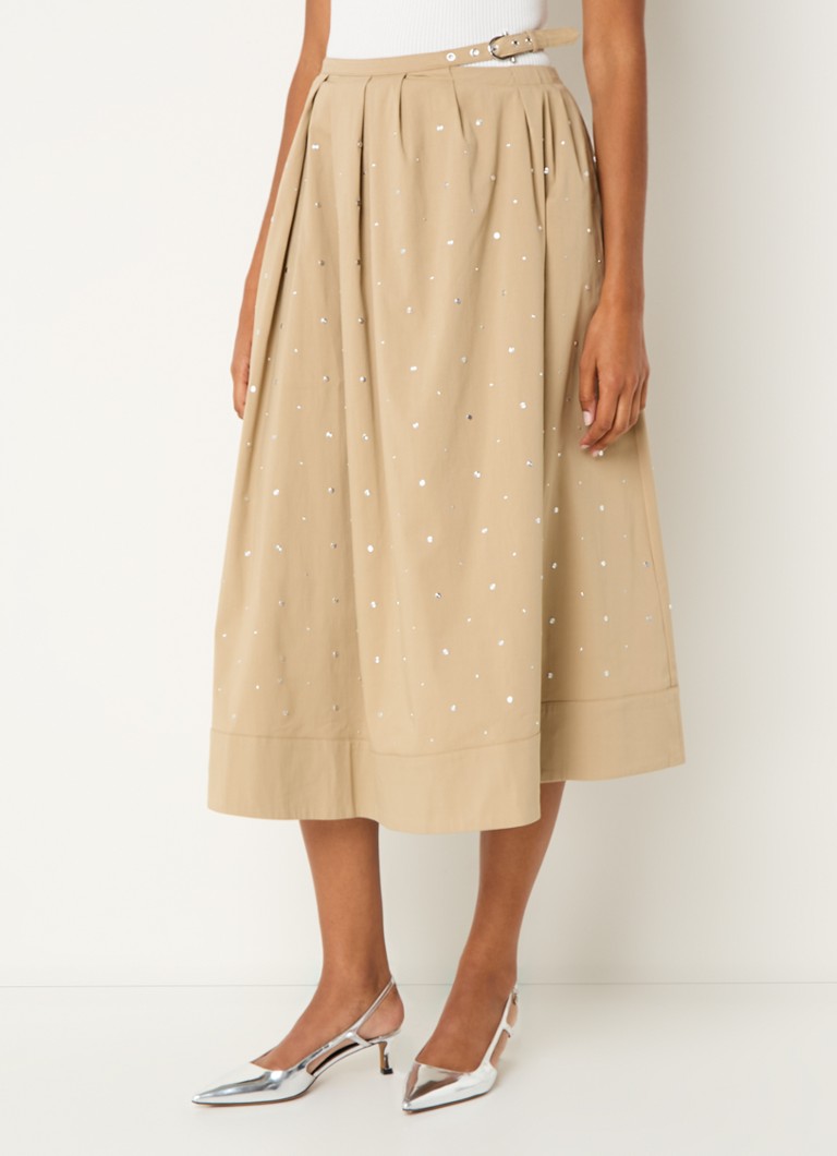 Maje  Midi rok met studs en steekzakken