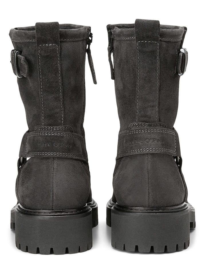 Marc O'Polo Shoes Leder-Boots in Anthrazit günstig kaufen