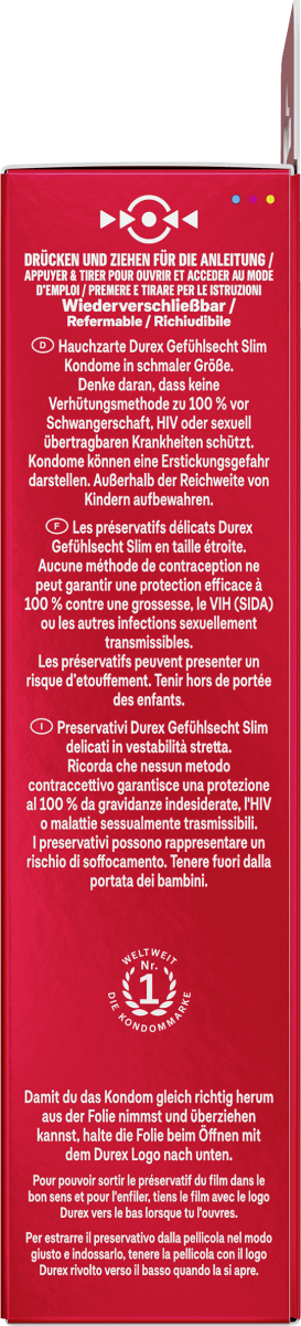 Kondome Gefühlsecht Slim Fit, Breite 52,5 mm, 8 St