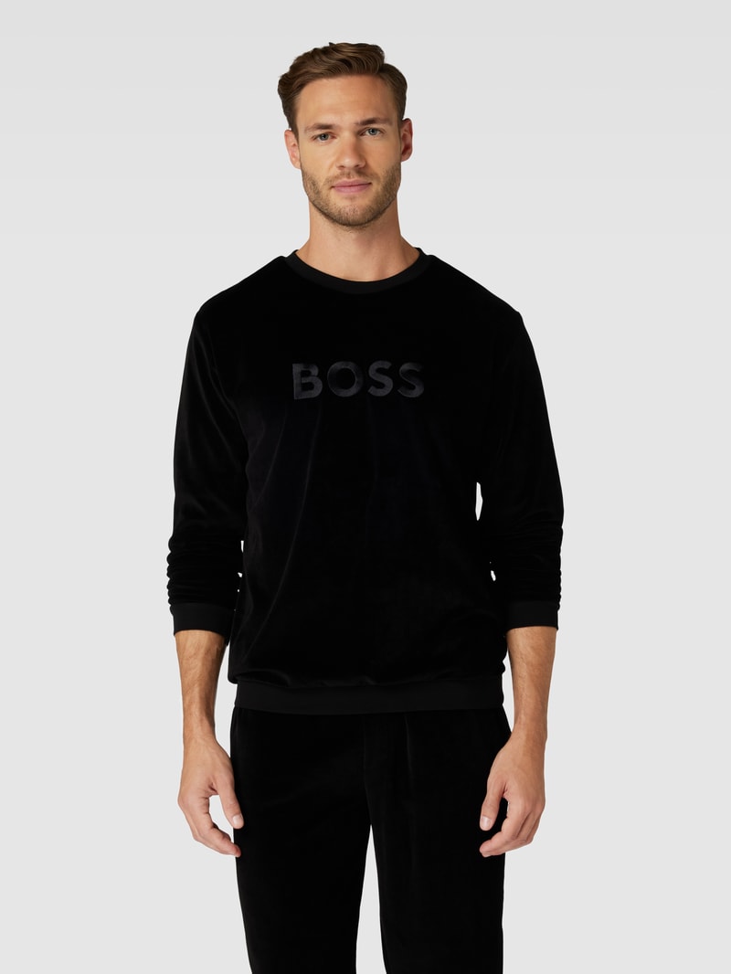 Sweatshirt mit Label-Stitching Modell 'Soleri' in schwarz