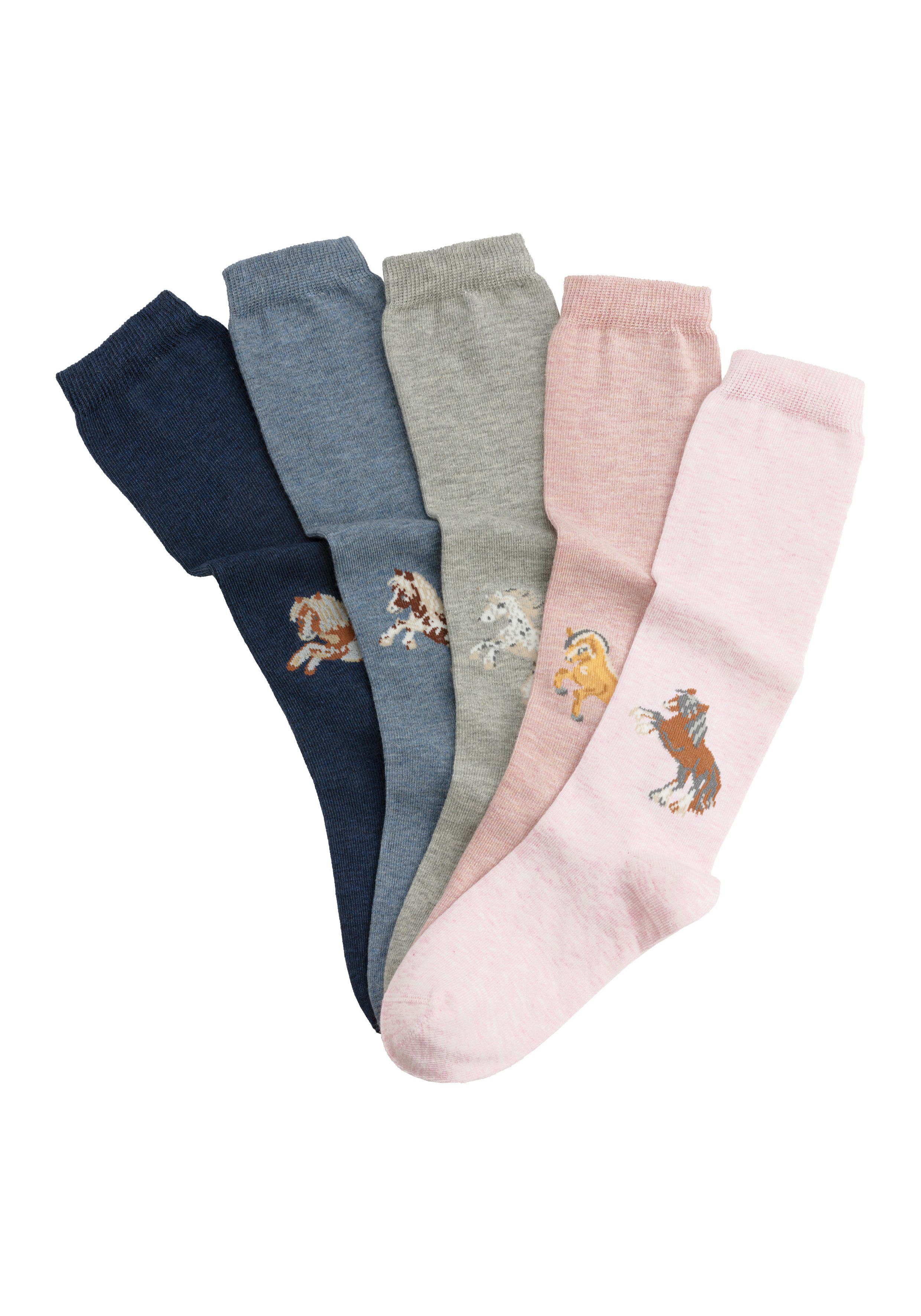 H.I.S Kniestrümpfe (5-Paar) mit eingestricktem Motiv