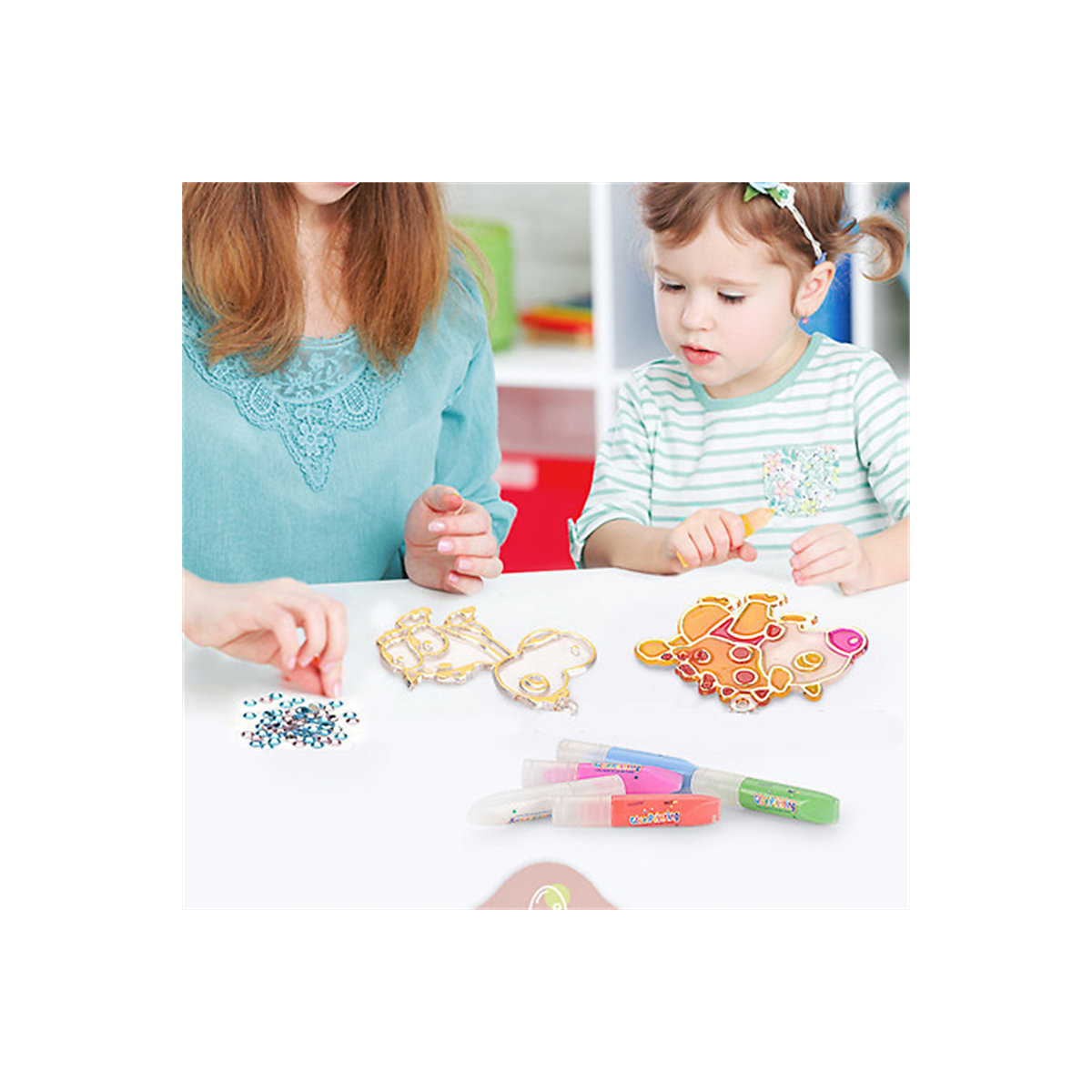 Kristall-Gelatine Farbe kritzeln Malerei Cartoon hängen Spielzeug Gebackener Leim Malerei Kinderhandwerk DIY Produktion