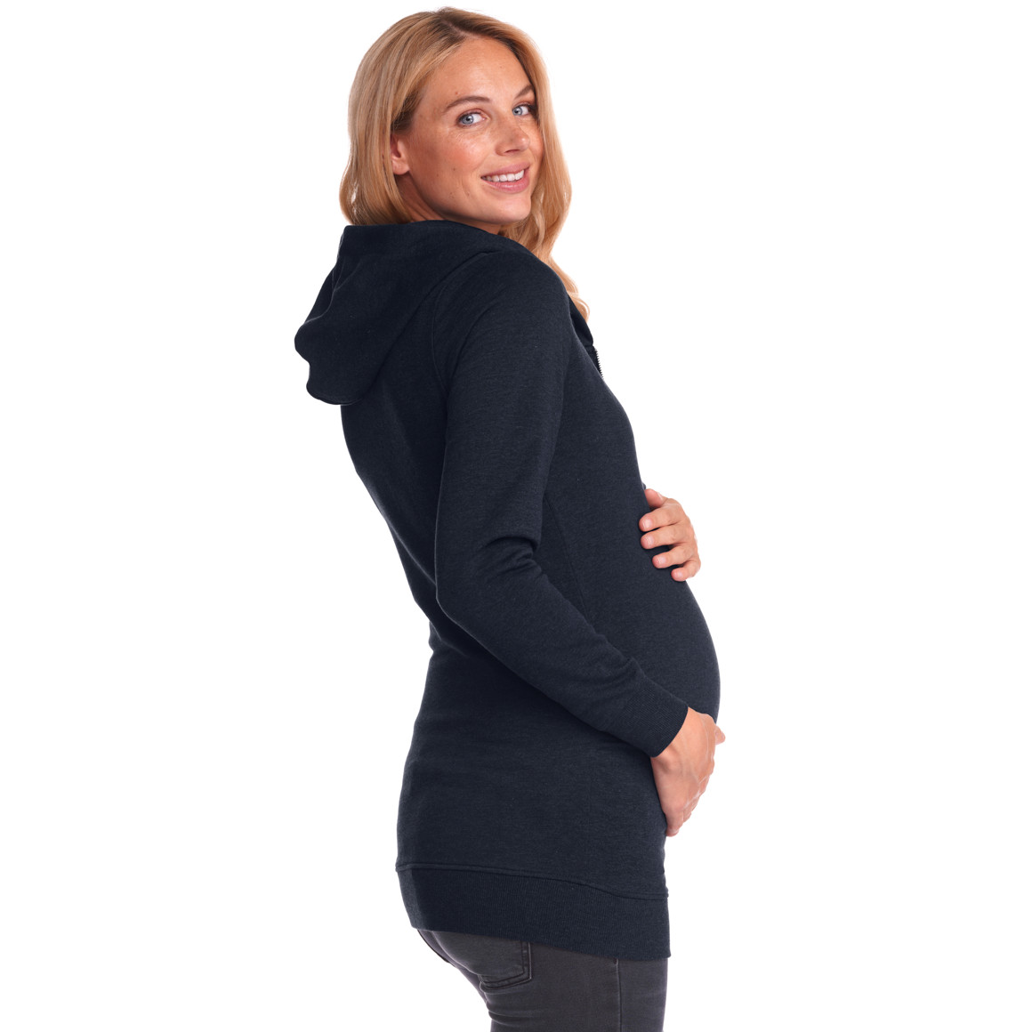 Damen Umstands-Sweatjacke mit Kapuze