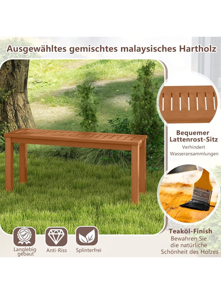 COSTWAY Gartenbank Massivholz wetterfest in Hellbraun günstig kaufen onesize