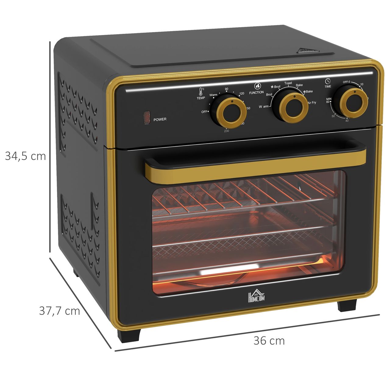 HOMCOM Minibackofen 20L, Pizza-Ofen mit Umluft, Heißluftofen mit Backblech