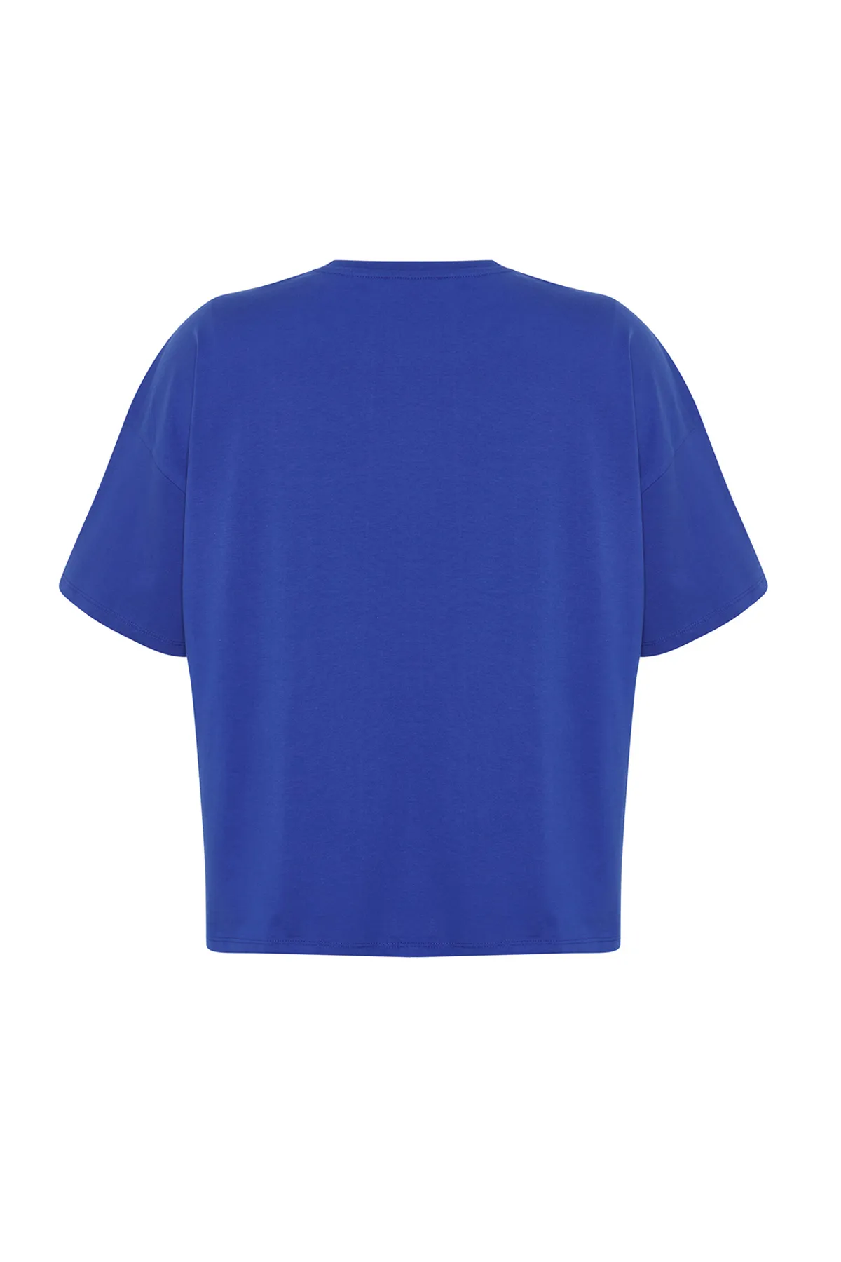 Trendyol Curve  Übergroßes Strick-T-Shirt mit Saks-Slogan-Print TBBSS24BF00018