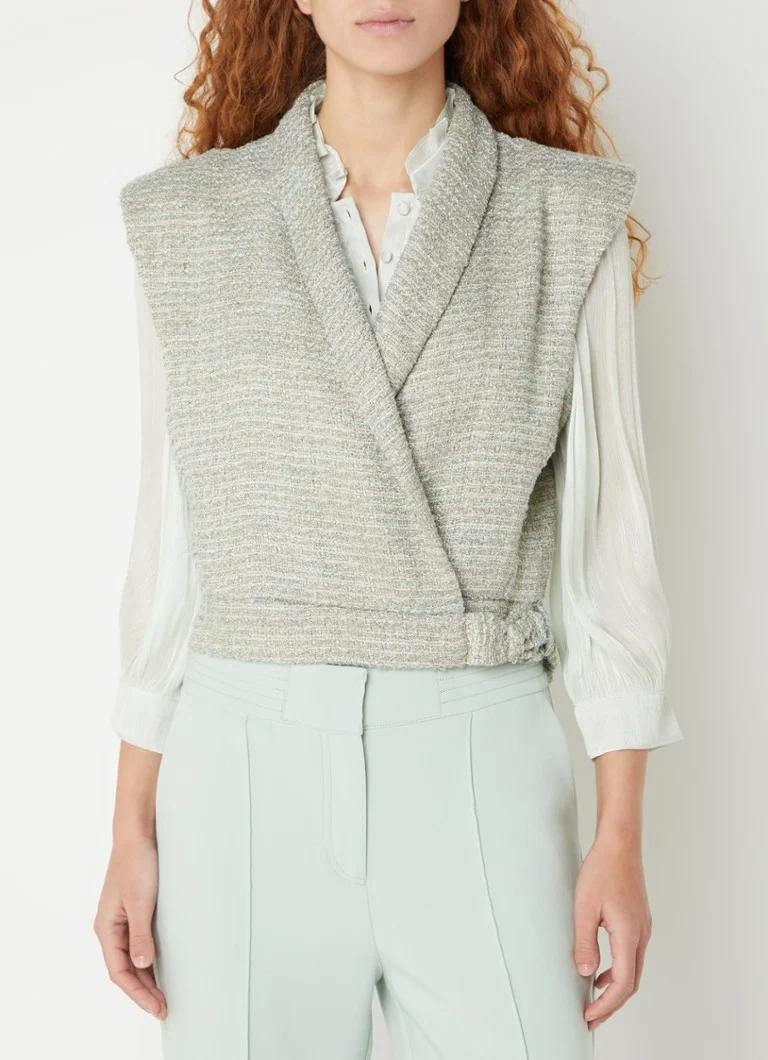 Aaiko  Letica gilet van tweed met strikceintuur