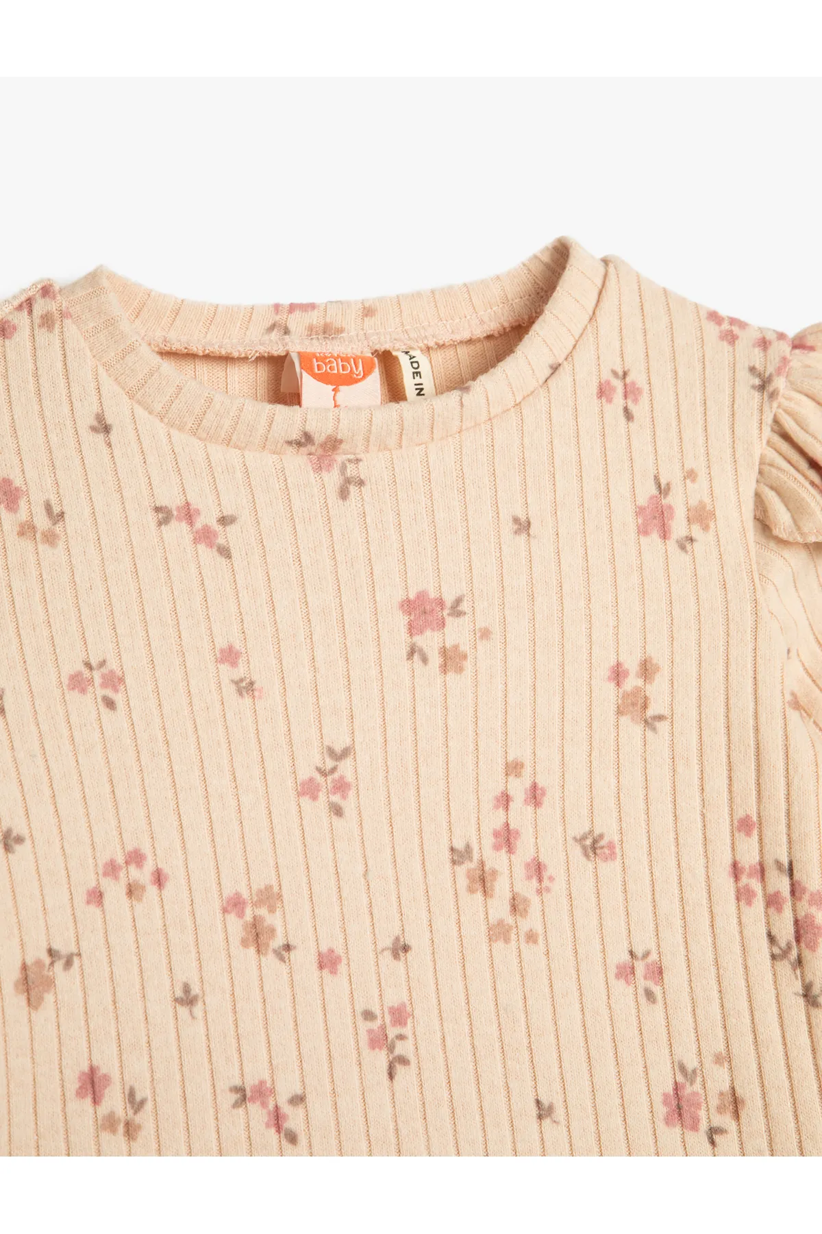 Koton  T-Shirt mit langen Ärmeln, Rüschen und Blumenmuster