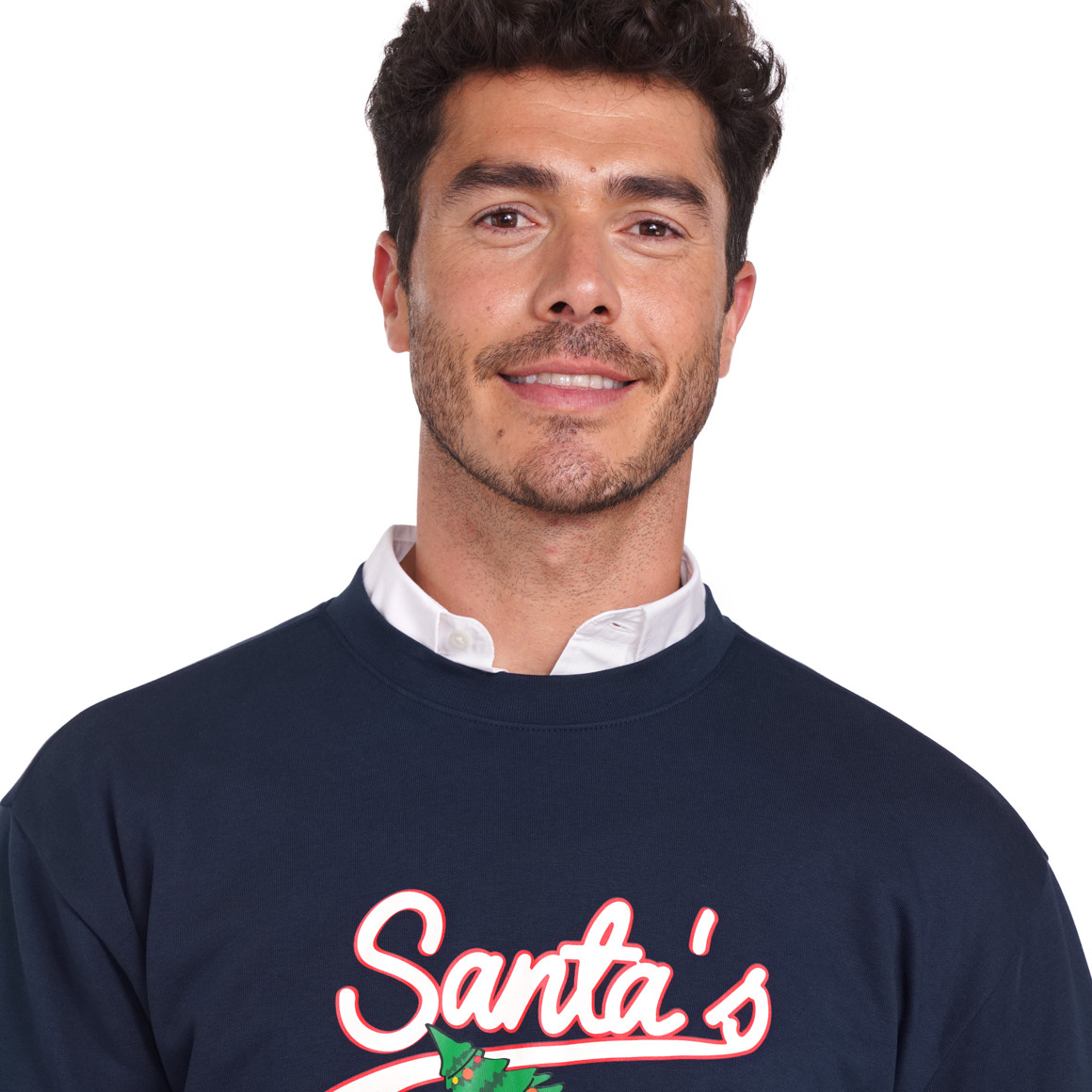 Herren Weihnachtssweatshirt mit Print dunkelblau