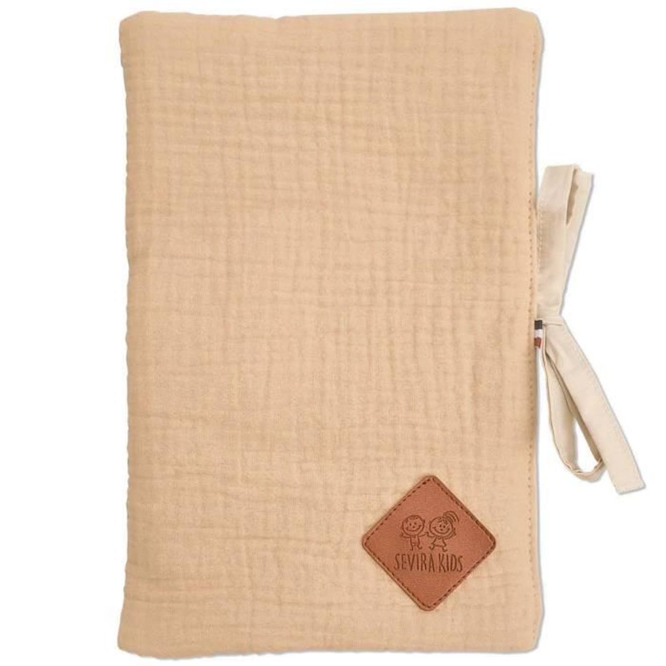 Protège carnet de santé en gaze de coton, Jeanne Biscuit TU marron
